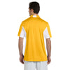 Harriton Men's Gold/White Side Blocked Micro-Pique Polo