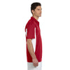 Harriton Men's Red/White Side Blocked Micro-Pique Polo