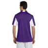 Harriton Men's Team Purple/White Side Blocked Micro-Pique Polo