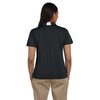 Harriton Women's Black/White Side Blocked Micro-Pique Polo