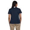 Harriton Women's Navy/White Side Blocked Micro-Pique Polo