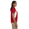 Harriton Women's Red/White Side Blocked Micro-Pique Polo