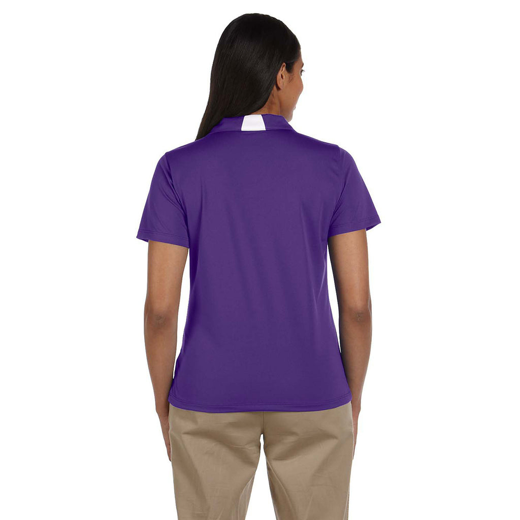 Harriton Women's Team Purple/White Side Blocked Micro-Pique Polo