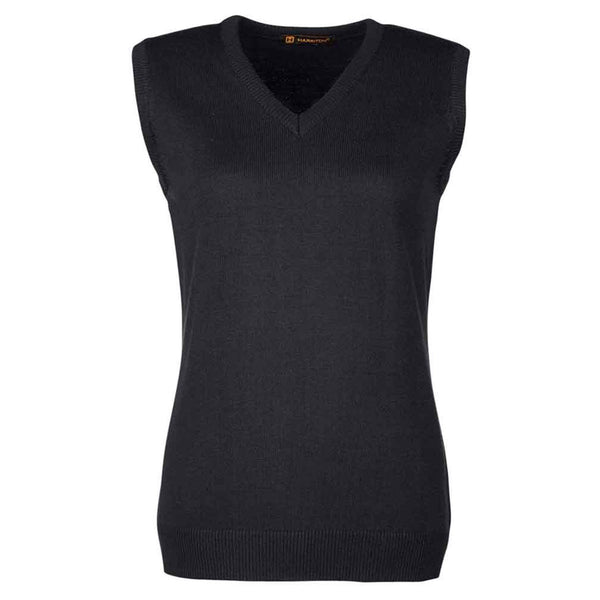 Harriton Women's Black Pilbloc V-Neck Sweater Vest