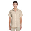 Harriton Women's Khaki Paradise Short-Sleeve Performance Shirt