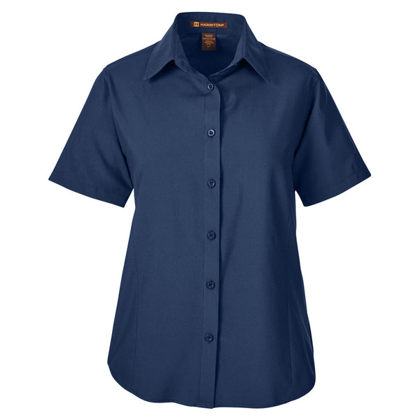 Harriton Women's Navy Paradise Short-Sleeve Performance Shirt