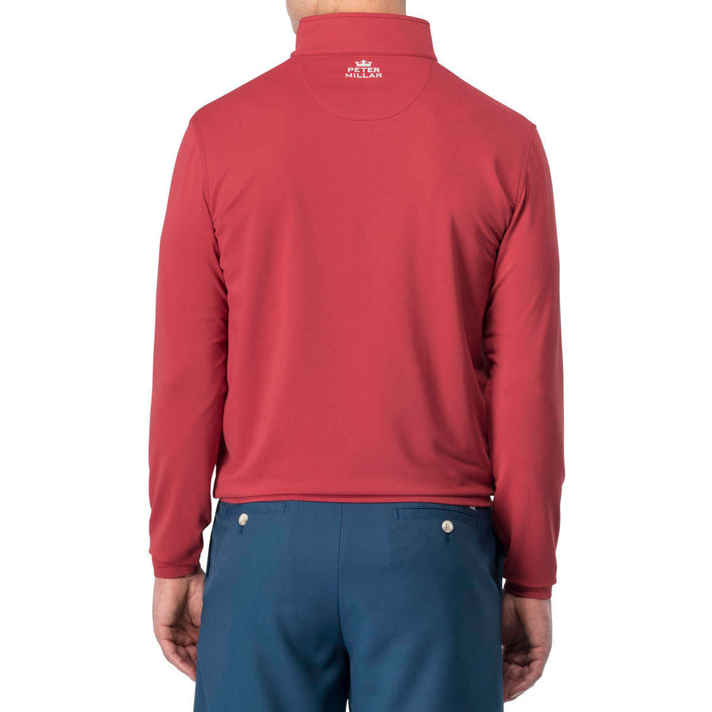 Peter Millar Men's Red Perth Stretch Loop Terry Quarter Zip