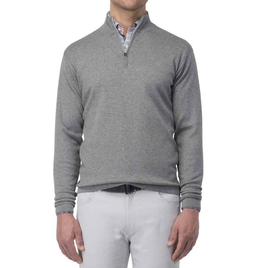 Peter Millar Men's Smoke Salisbury Cotton Poly Plaited Quarter Zip