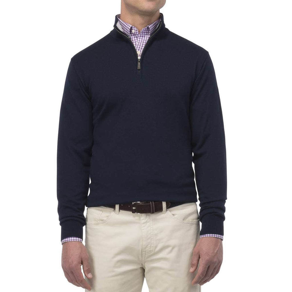 Peter Millar Men's Navy Merino Quarter Zip