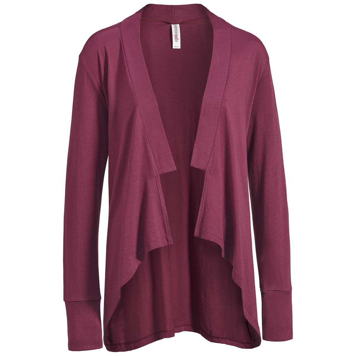 Expert Women's Maroon American Moca Drape Front Cardigan