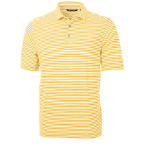 Cutter & Buck Men's College Gold Virtue Eco Pique Stripped Recycled Polo