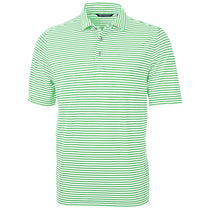 Cutter & Buck Men's Kelly Green Virtue Eco Pique Stripped Recycled Polo