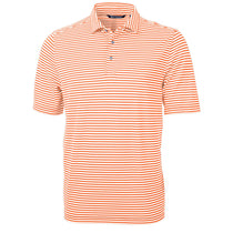 Cutter & Buck Men's Orange Burst Virtue Eco Pique Stripped Recycled Polo