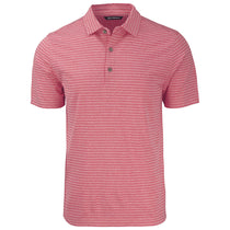 Cutter & Buck Men's Cardinal Red Heather Forge Eco Heather Stripe Stretch Recycled Polo