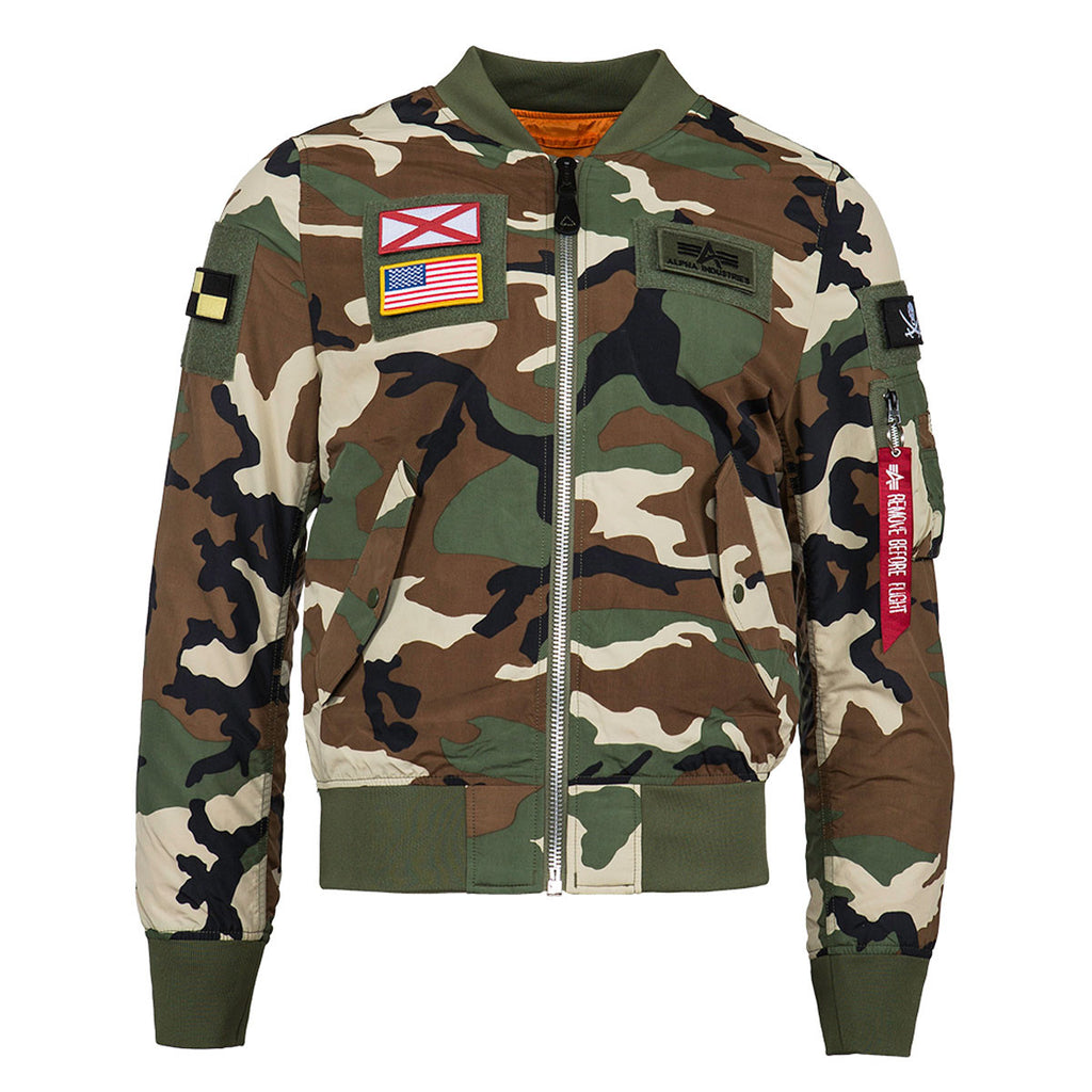 Alpha Industries Men's Light Woodland Camo L-2B Flex Flight Jacket