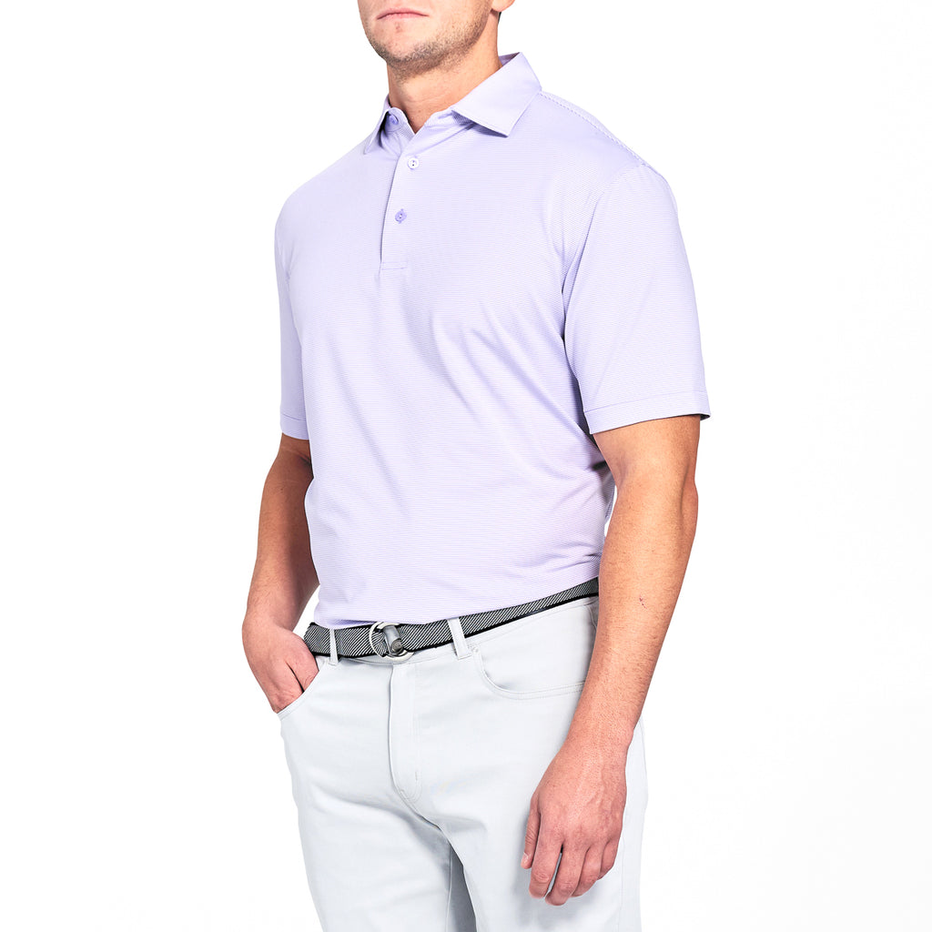 Peter Millar Men's Muscadine Jubilee Stripe Jersey Polo with Sean Self Collar