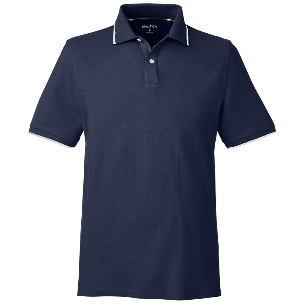 NAUTICA Mens Polo Shirt Large Navy Blue Cotton
