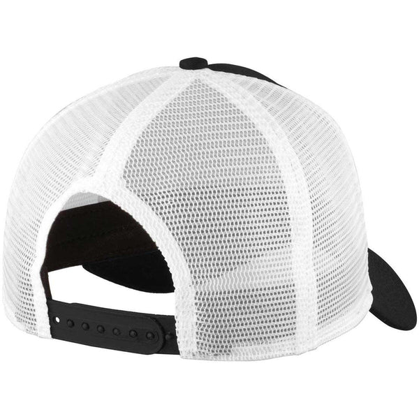 new era trucker cap black and white