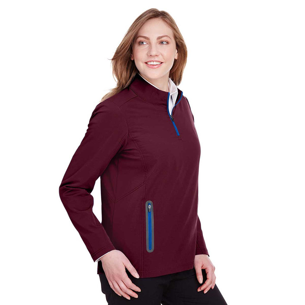 North End Women's Burgundy/Olympic Blue Quest Stretch Quarter-Zip