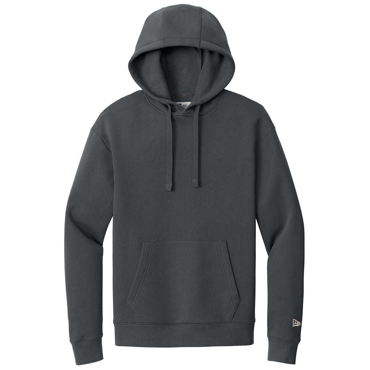 New Era Mens Moisture Wicking Long Sleeve Hooded T-Shirt w/ Pocket -  Graphite Grey