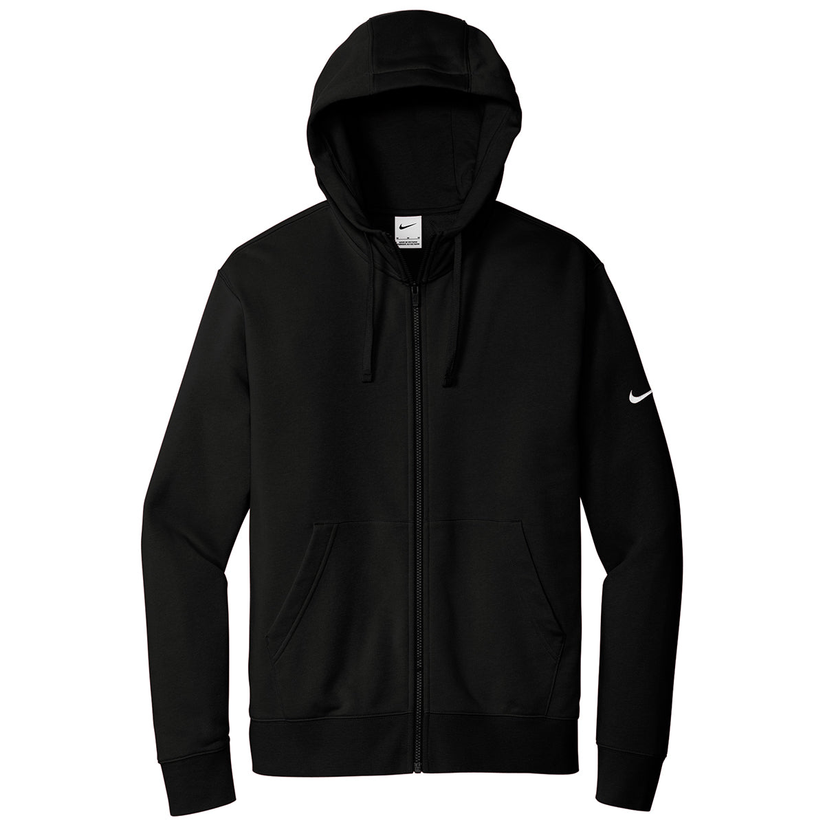 Nike Men s Black Club Fleece Sleeve Swoosh Full Zip Hoodie