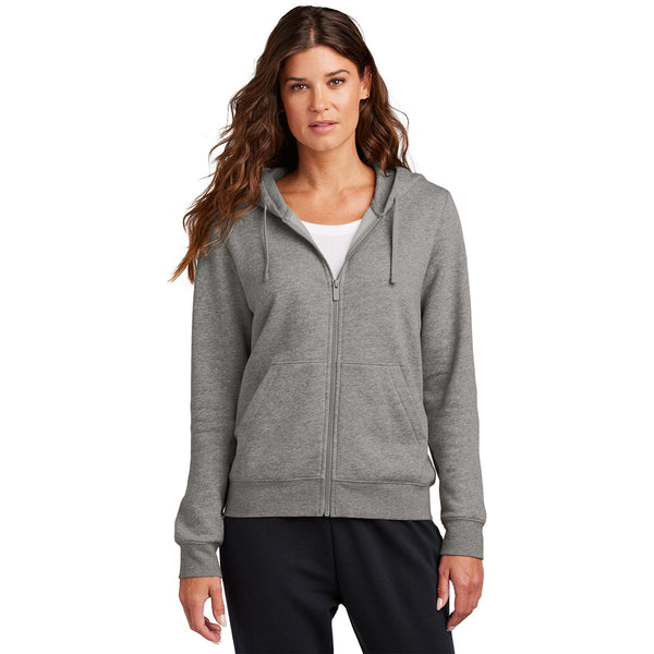 Nike Women's Charcoal Heather Club Fleece Sleeve Swoosh Full-Zip Hoodi