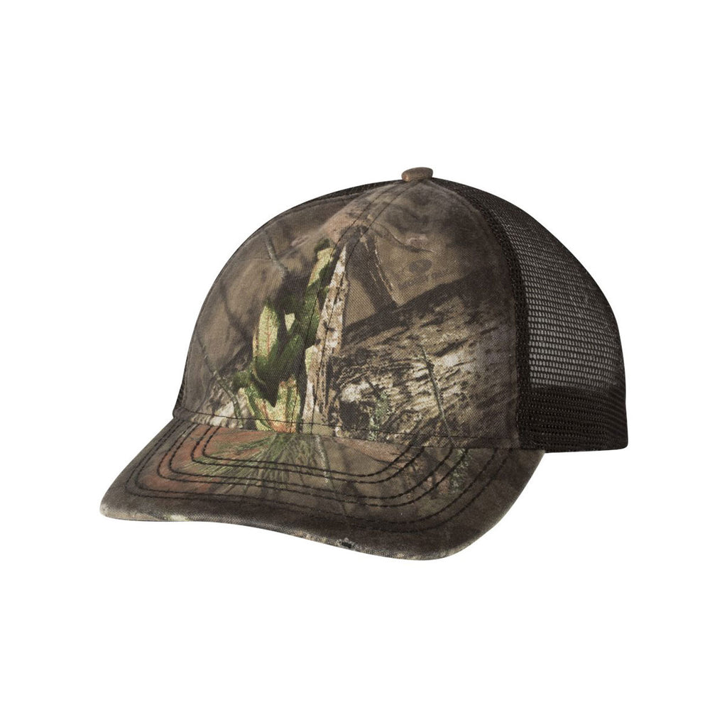 Outdoor Cap Mossy Oak Country/Black Oil Stained Camo Trucker Cap