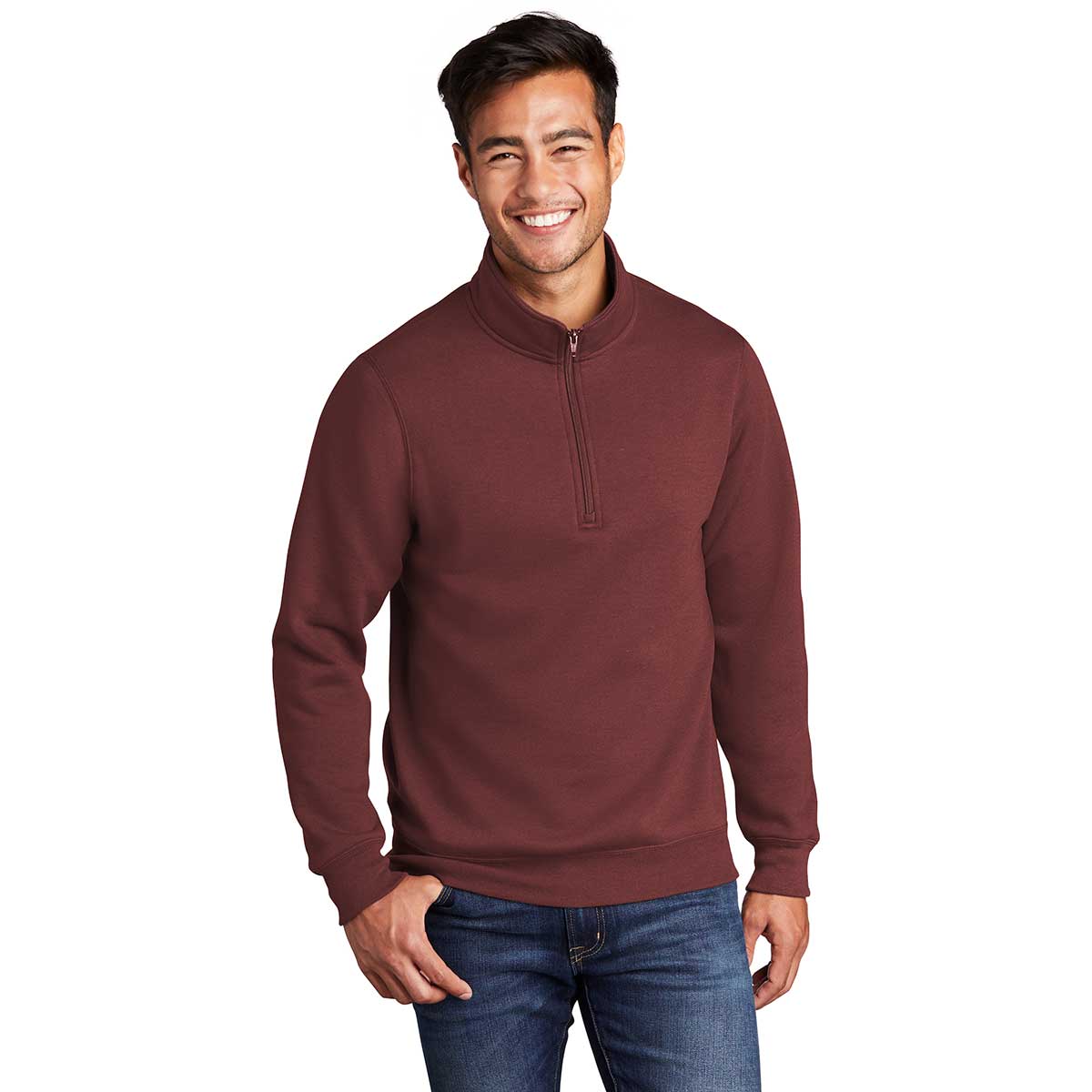 Port & Company Men's Maroon Core Fleece 1/4 Zip Pullover