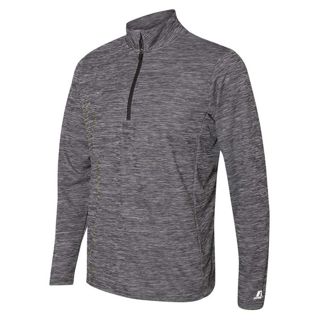 Russell Athletic Men's Black Striated Quarter-Zip Pullover