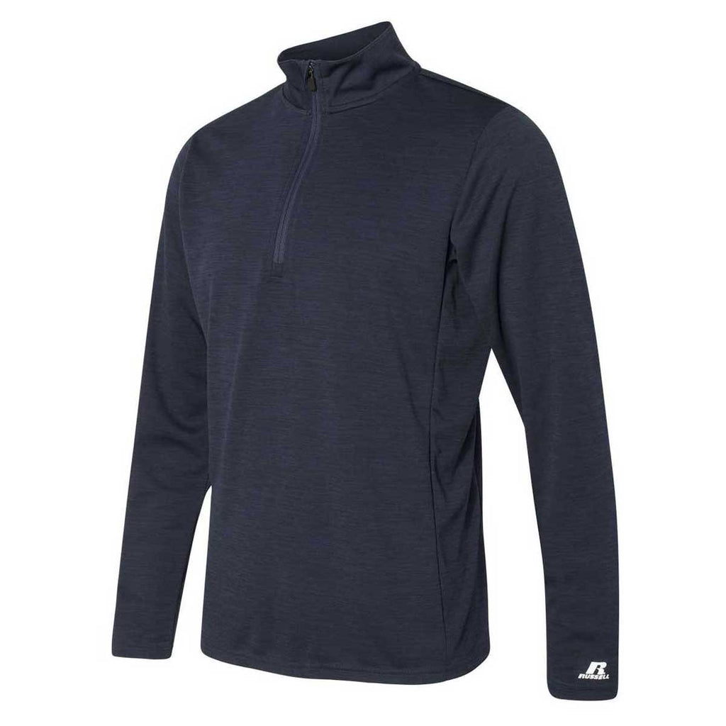 Russell Athletic Men's Navy Striated Quarter-Zip Pullover