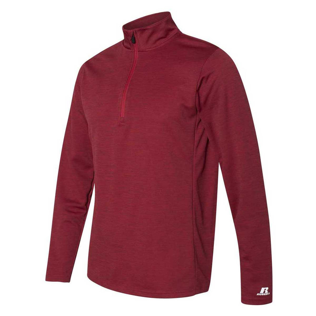 Russell Athletic Men's True Red Striated Quarter-Zip Pullover