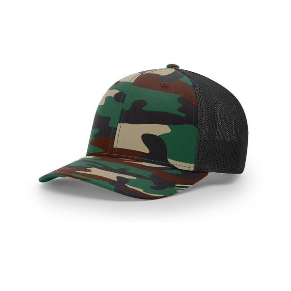 Richardson Green Camo/Black Mesh Back Split Trucker R-Flex Hat