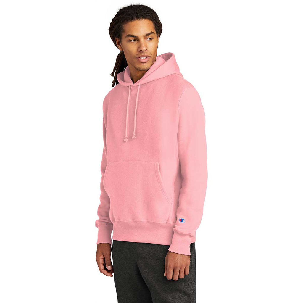 Reverse Men\'s Weave Champion Hooded Candy Pink Sweatshirt