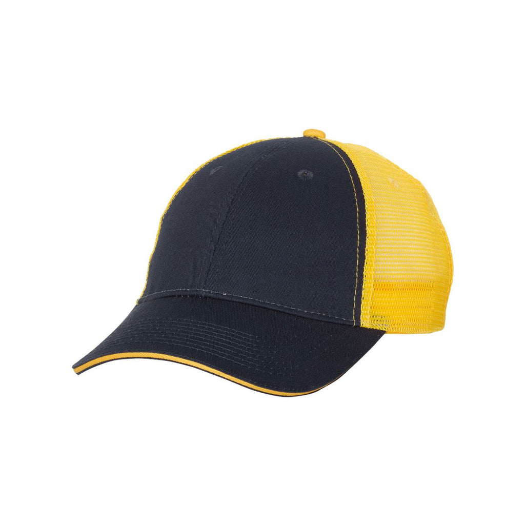 Valucap Navy/Gold Sandwich Trucker Cap