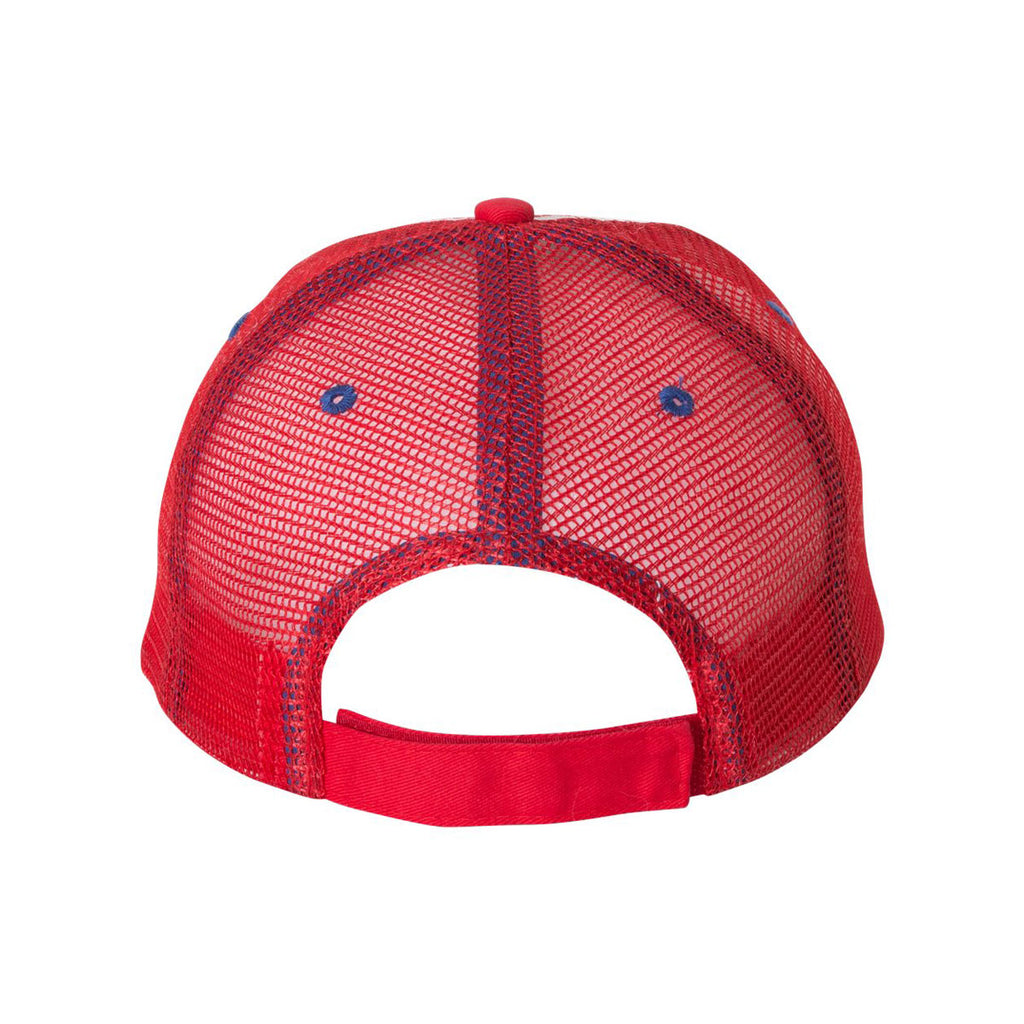 Valucap White/Red/Royal Sandwich Trucker Cap