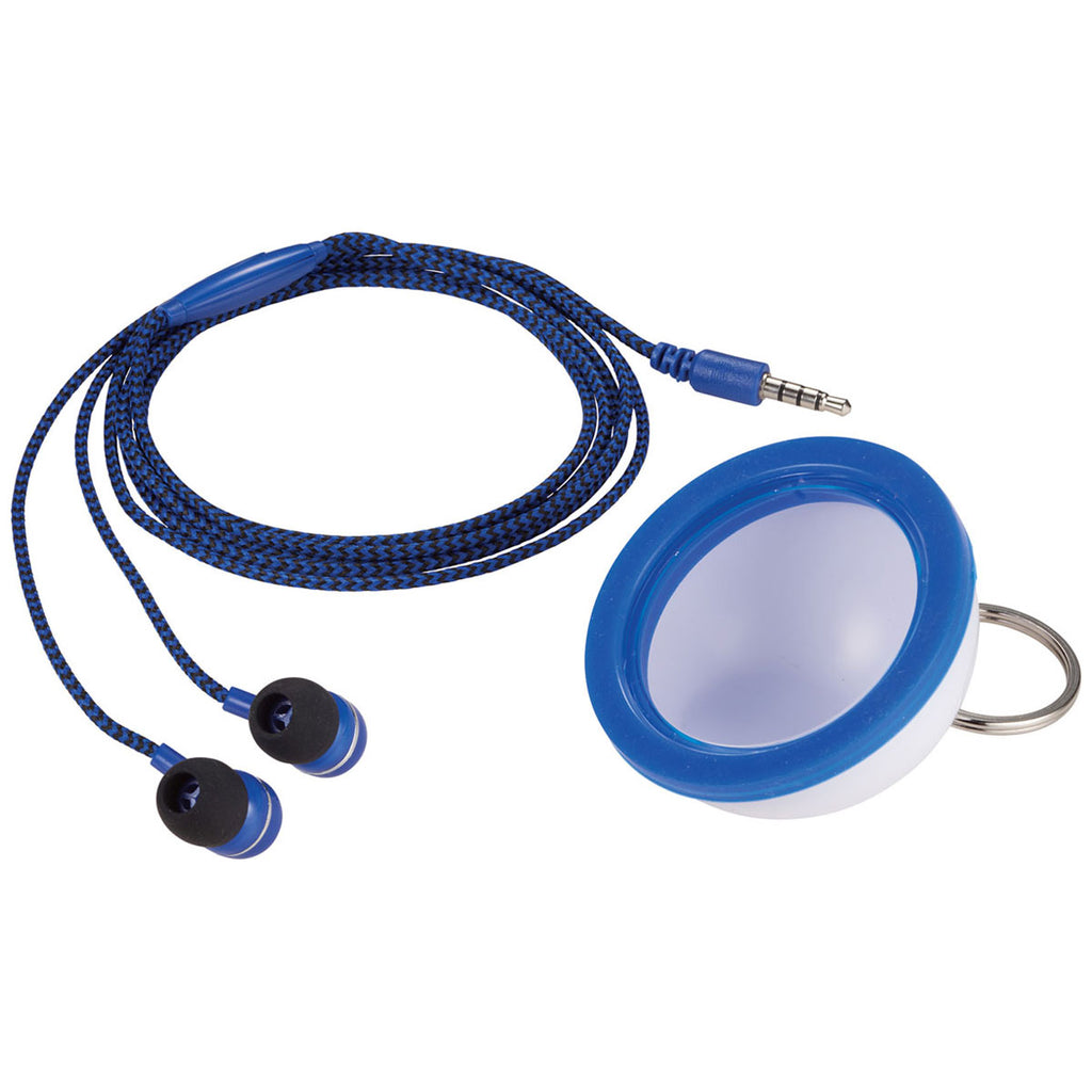 Bullet Royal Blue Fabric Earbuds and Phone Stand