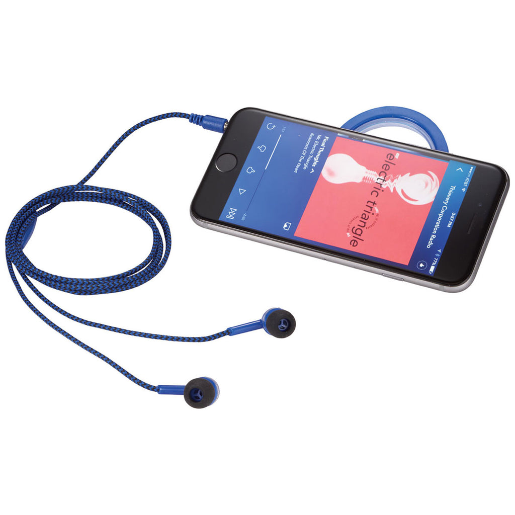 Bullet Royal Blue Fabric Earbuds and Phone Stand