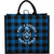 Bullet Blue Buffalo Plaid Printed Jute Tote