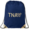 Bullet Navy Blue with Gold Trim Metallic Accent Drawstring Bag