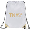 Bullet White with Gold Trim Metallic Accent Drawstring Bag