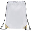 Bullet White with Gold Trim Metallic Accent Drawstring Bag