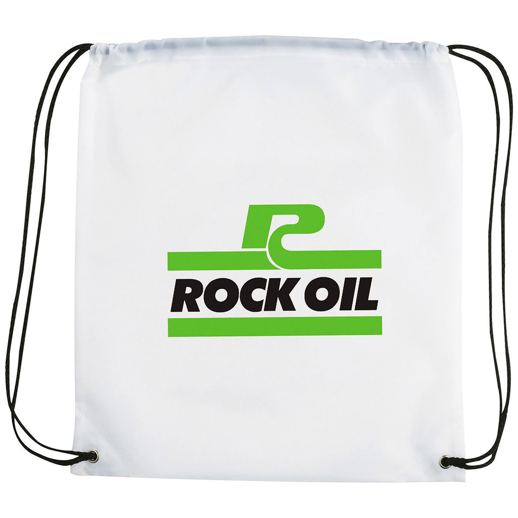 Large White Drawstring Plastic Bag With Imprint