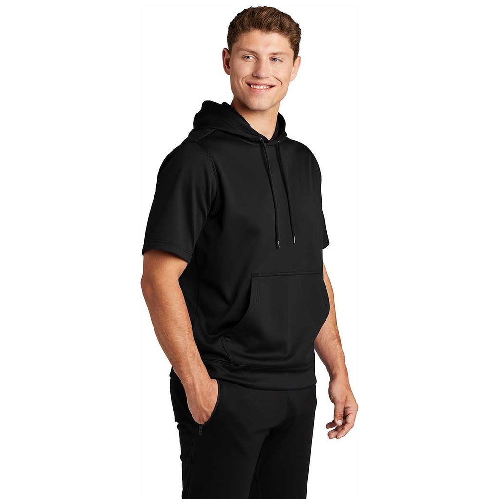 Sport-Tek ST251 Sport-Wick Fleece Short Sleeve Hooded Pullover Black L