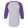 Champion Men's Oxford Grey/Purple Three-Quarter Raglan Sleeve Baseball T-Shirt