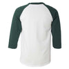 Champion Men's White/Dark Green Three-Quarter Raglan Sleeve Baseball T-Shirt