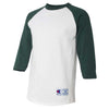 Champion Men's White/Dark Green Three-Quarter Raglan Sleeve Baseball T-Shirt