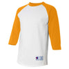 Champion Men's White/Gold Three-Quarter Raglan Sleeve Baseball T-Shirt