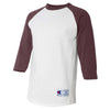 Champion Men's White/Maroon Three-Quarter Raglan Sleeve Baseball T-Shirt