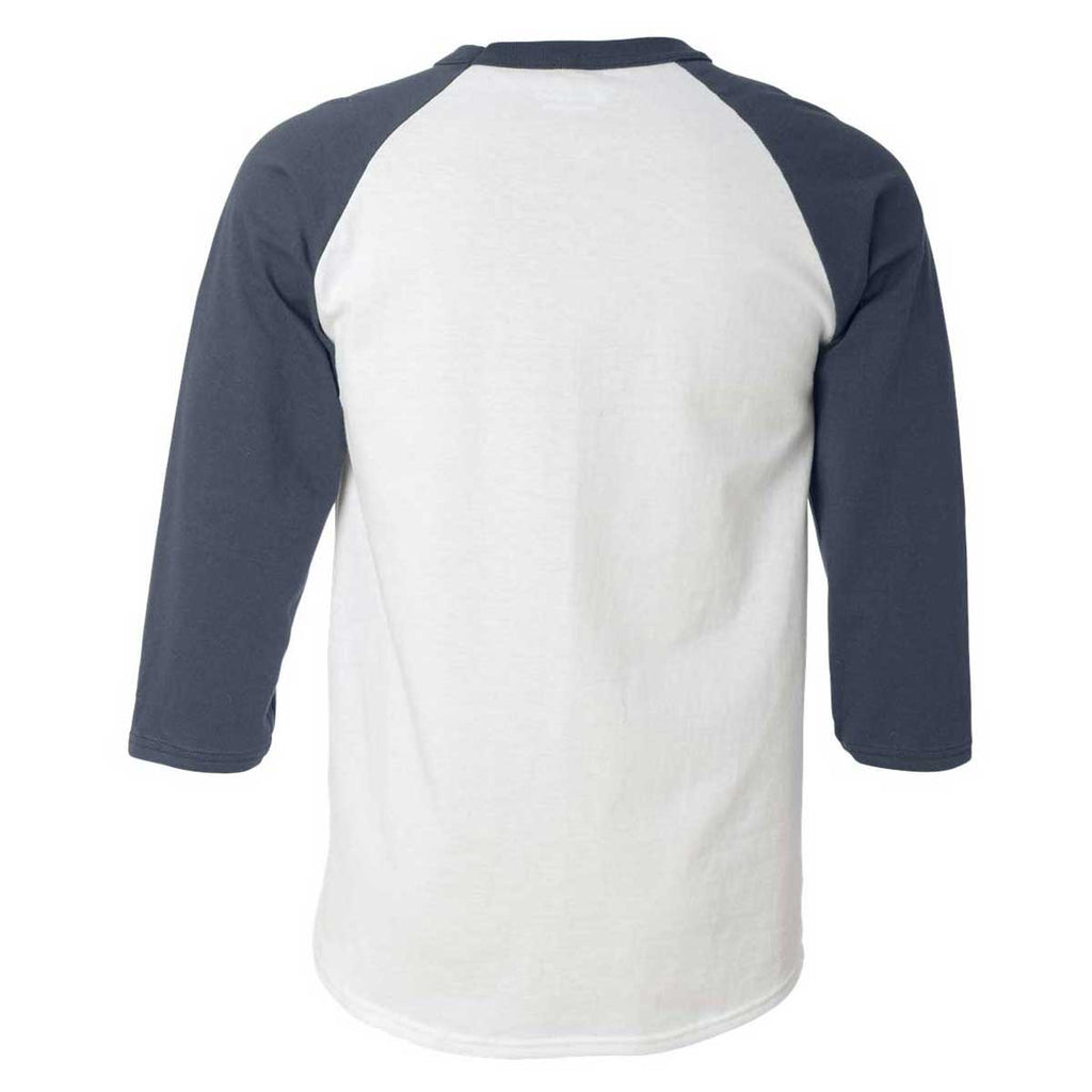 Champion Men's White/Navy Three-Quarter Raglan Sleeve Baseball T-Shirt