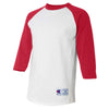 Champion Men's White/Scarlet Three-Quarter Raglan Sleeve Baseball T-Shirt